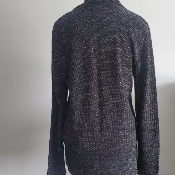 Black Heathered Open Cardigan Shawl Collar Pockets Comfy Cozy Casual Cottagecore - Picture 5 of 8